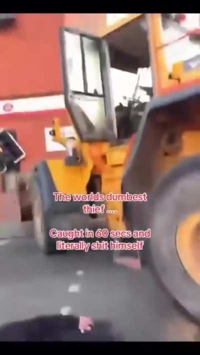 A man stole a digger in Wigan yesterday. He smashed into several cars, crashed into a post office, and was ultimately caught. It seems that the owner apprehended him and assaulted him.