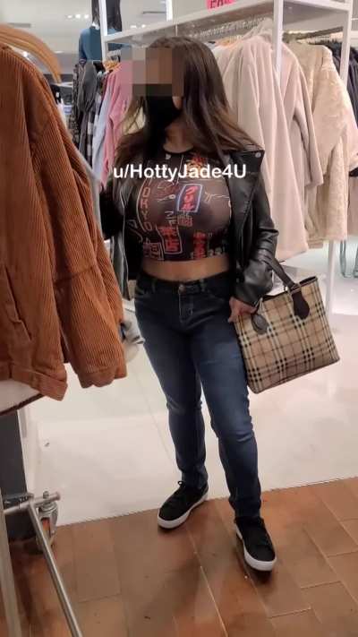 My big Asian titties shopping in sheer