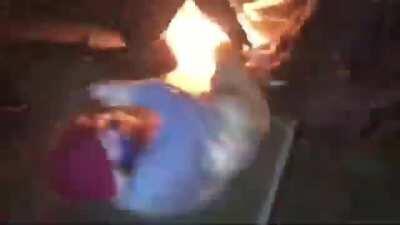 Antifa guy accidentally sets himself on fire...set to 