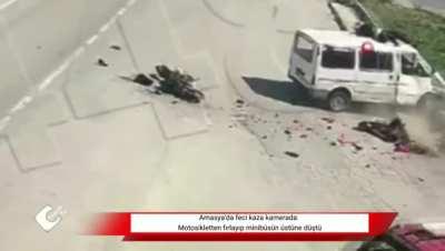 An extreme motorbike crash happened yesterday in Amasya/Turkey
