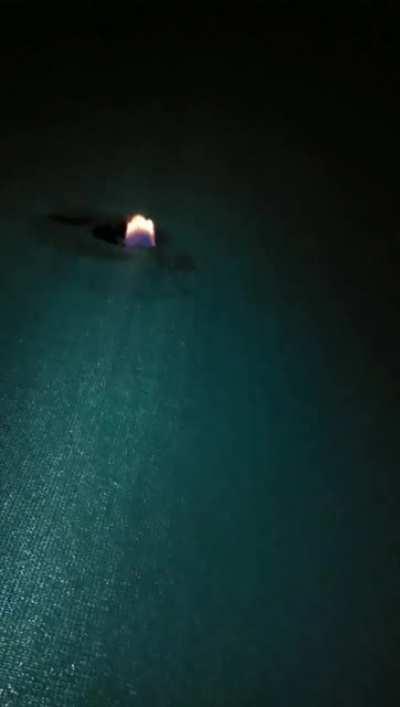 Kids burn a hole on something in the school.