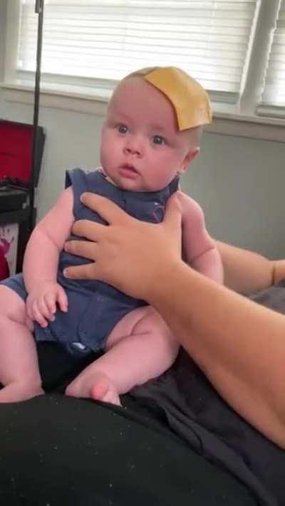 Cheese slice stops baby from crying