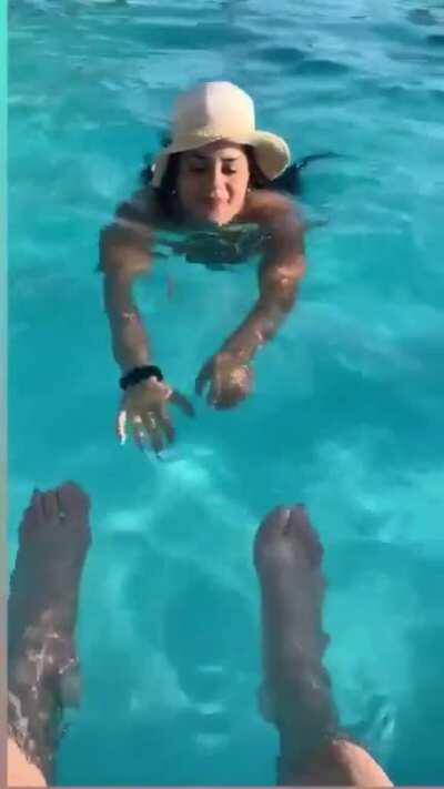Katya in the pool with Herro