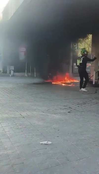 Employee setting fire to a gas station