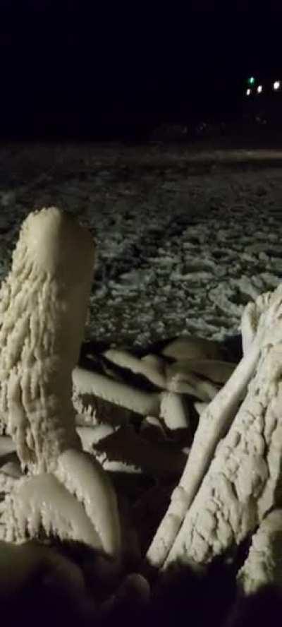 Crazy ice build up in Canada