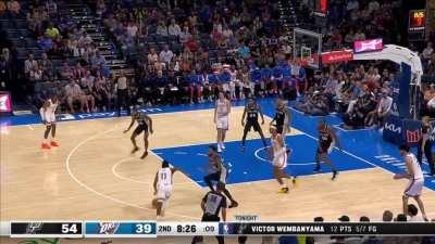 [Highlight] Wemby guards multiple actions and gets the steal, but Blake Wesley blows the layup