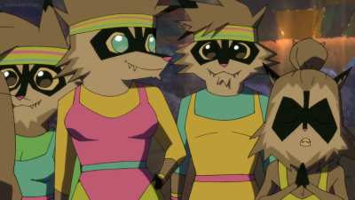 Kipo and her friends meet the Fitness Raccoons.