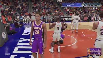 Lebron dunks all over Chris Paul, helps him up, then starts celebrating 😂