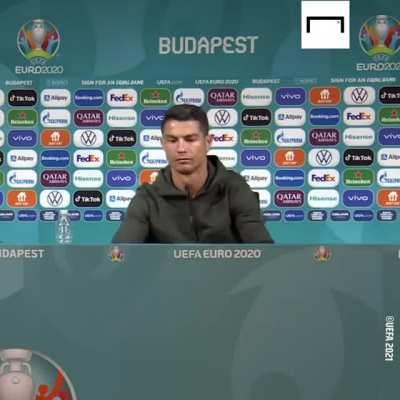to put coca cola in front of ronaldo