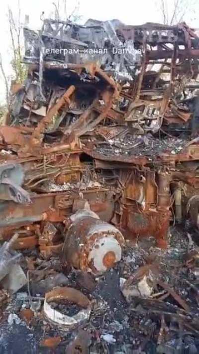 RU pov: A destroyed Ukrainian 5P85S launcher on a MAZ-543M chassis of the S-300PS