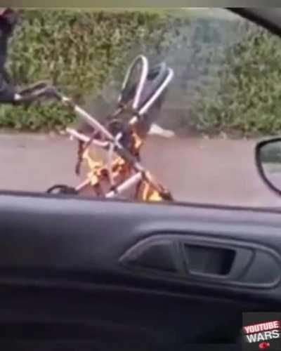Causally taking your on fire baby stroller for a walk.
