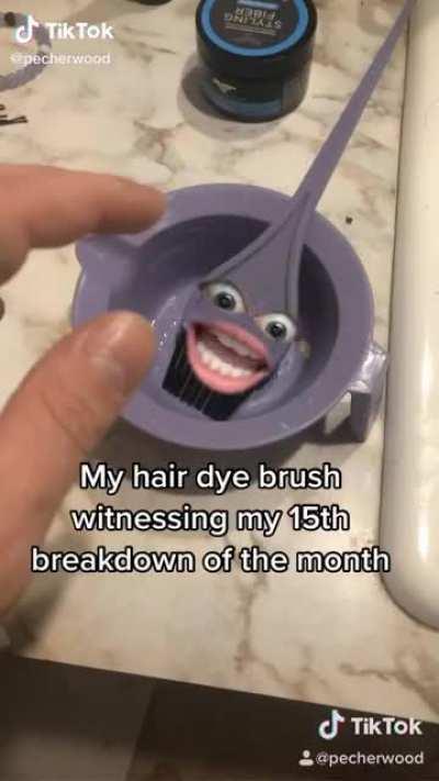 Judgmental hair dye brush