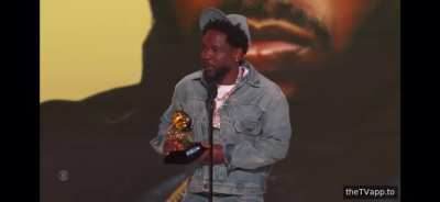 Kendrick Lamar accepting record of the year for Not Like Us