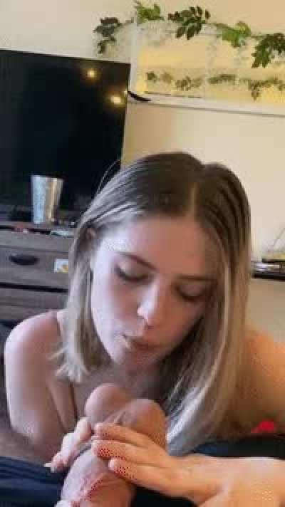 While he is in a zoom meeting 👅