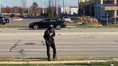 A lone Antifa showed up to counter-protest the conservative 