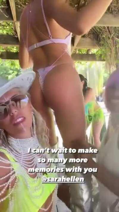 showing off her cheeks