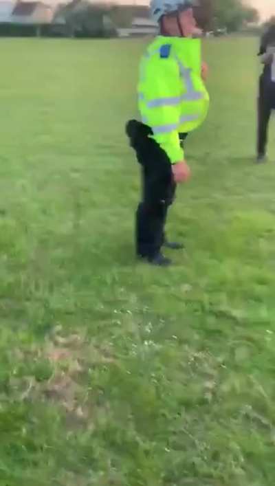 British police officer has his bike stolen for trying to break up a gathering, today.