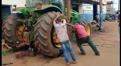 Melhor jeito de encher um pneu de trator