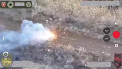 Soldiers of the 60th Separate Mechanised Brigade eliminate Russian soldier with a firework drone