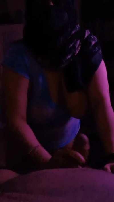 Jerking him off and talking dirty to him dressed as his fantasy hijabi