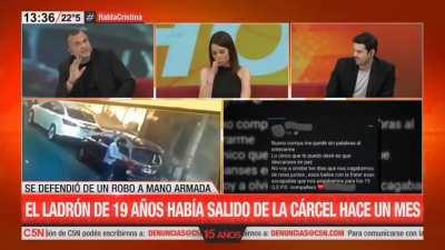 Otra vez periodista de C5N defendiendo delincuentes