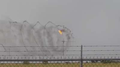 Wind turbine that got struck by lightning near Cromwell, TX today