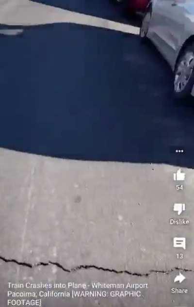 Recording a train hitting a crashed plane