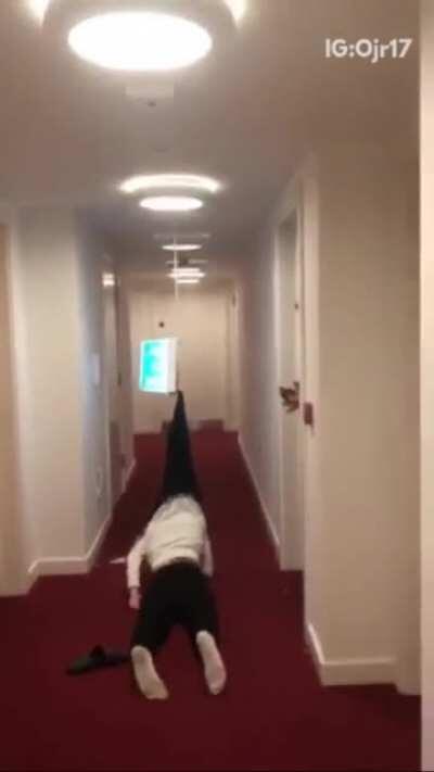 Headbutting random stuff in the hallway