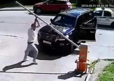 Smart enough to know that leverage was his friend, dumb enough to do it in plain sight of a camera and the police.