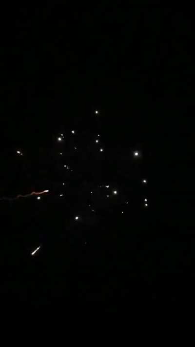 Lightning strikes a firework