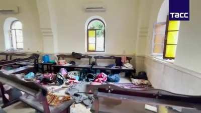 Daylight Visuals from the hospital premises where a rocket fell yesterday killing 