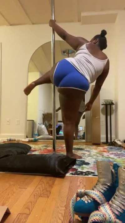 first day up on my pole and i’m taking my first class next week! what is this move called? i know i’m technically probably doing it wrong, but i was happy i could even spin around it without dropping to the ground 😂