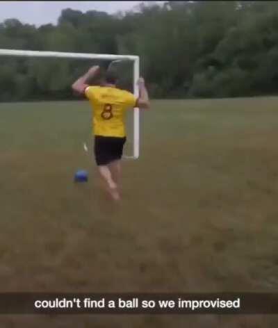 Playing football with a bowling ball