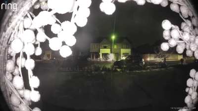 Caught this guy on my Ring tonight. Sunglasses in the dark seems odd and he turns when he sees the Ring. 