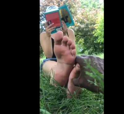 Playing with random white girls feet.