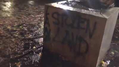 Black Lives Matter protestors topple statue of Republican president Abraham Lincoln, spray-paint 