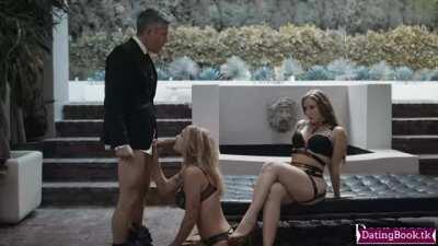 All she needed was a little push to start sucking his cock