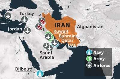 Map of American bases around Iran