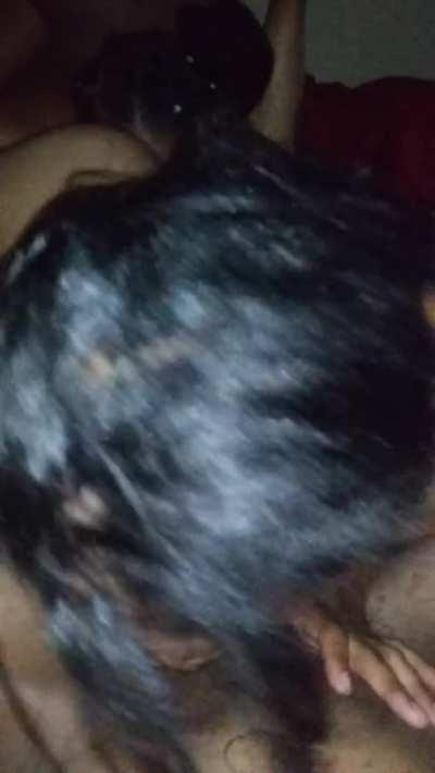 She sucks his dick while getting her pussy eaten...