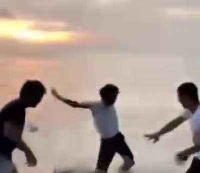 to throw their friend into the water