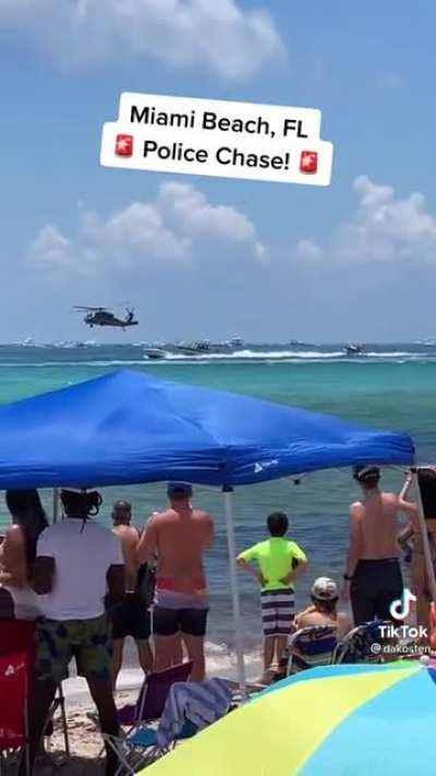 Boat chase at Miami Beach FL