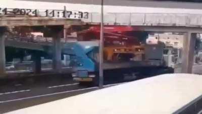 Overpass crashed by overloaded truck, Chna 24/2/2024