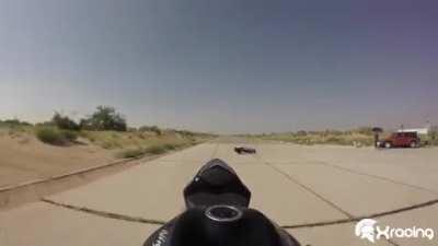 Standing on a motorcycle