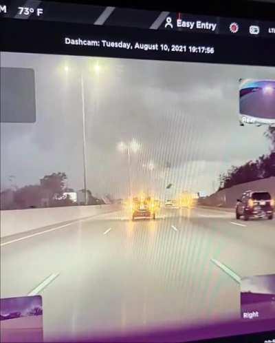 Wild winds blew a building's roof on to i41 during this evening's thunderstorm.