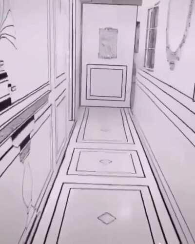 A cafe made to look like a sketch!