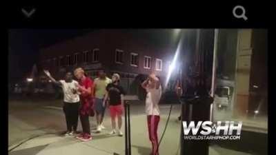 Guy sucker punches a dancing 12 year old, and when someone his size gets up to tell him off, he runs away.