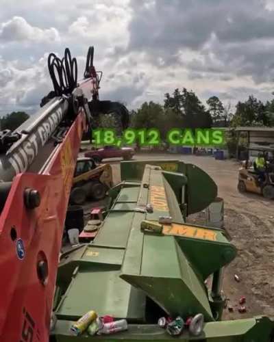 Crushing cans into a small cube. Very satisfying.