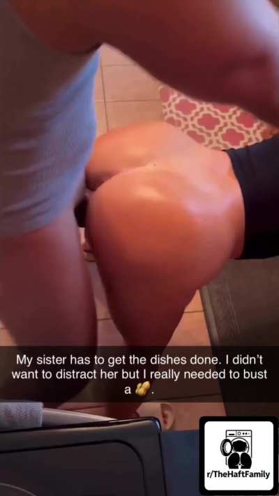 Sister does dishes and empties my balls during free use