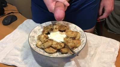 Perogies, sour cream, and my load