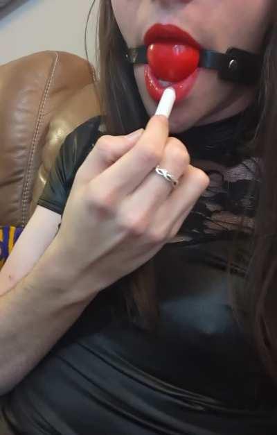 Master says it's very important to keep my lips perfect at all times. Even when I'm gagged.